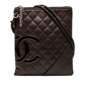 CHANEL Brown Lambskin Leather Shoulder Bag
